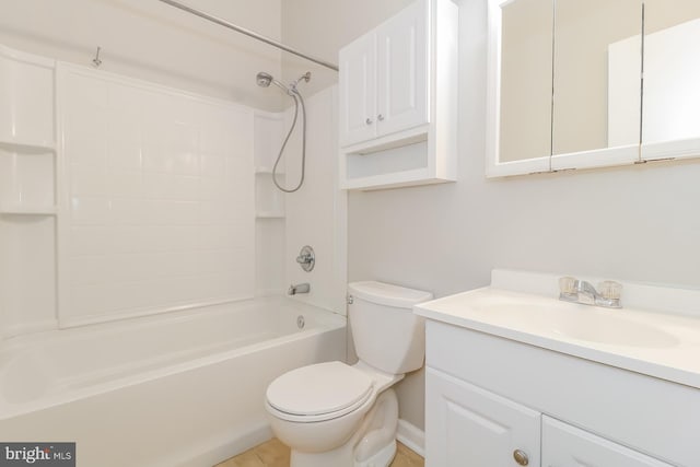 full bathroom with tile patterned floors, vanity, toilet, and tub / shower combination