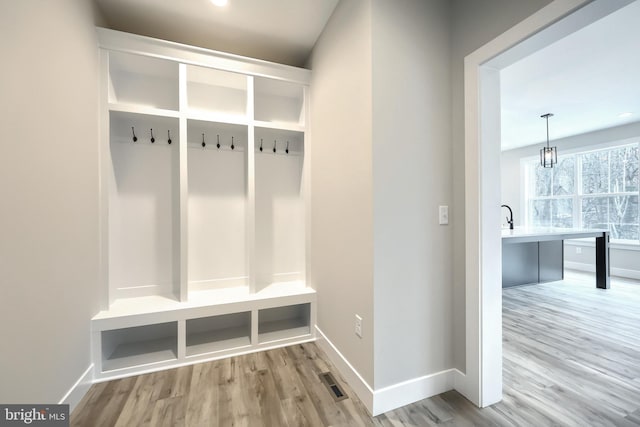 mudroom featuring light hardwood / wood-style flooring