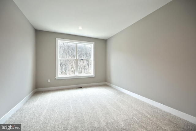 spare room featuring light carpet