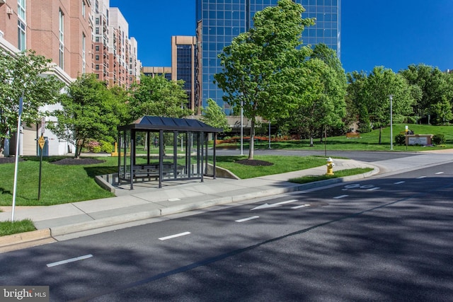 exterior space featuring a gazebo and a yard