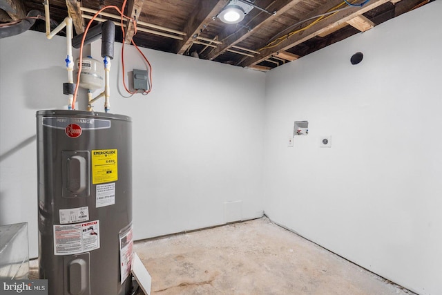 utility room with water heater