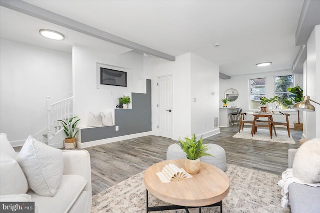 living room featuring wood-type flooring