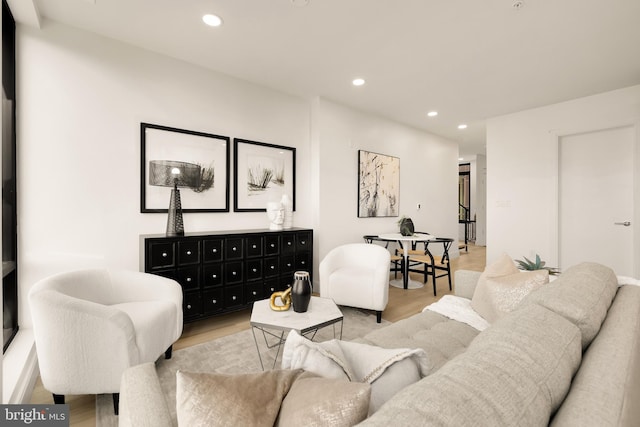 living room with light wood-type flooring