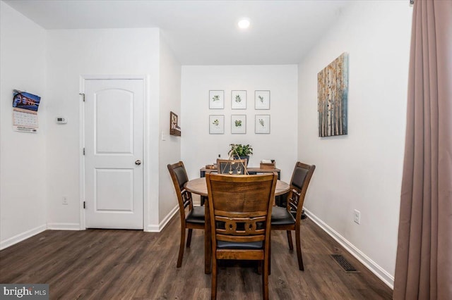 dining room with dark hardwood / wood-style floors