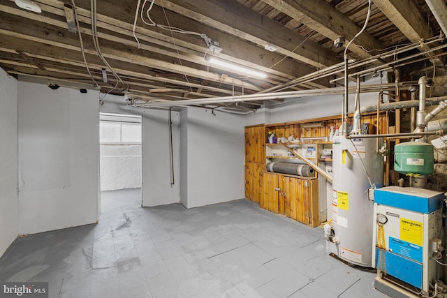 basement with water heater