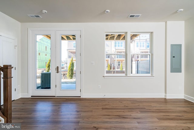 23671 Hardesty Ter, Ashburn, VA 20148 - entryway with electric panel, plenty of natural light, wood finished floors, and french doors