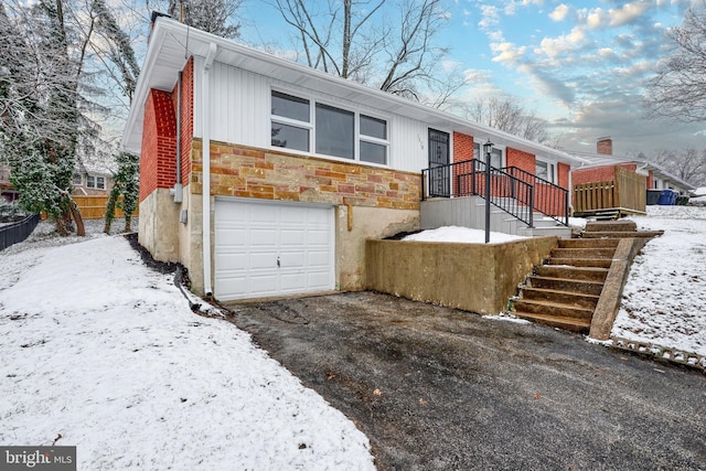 exterior space with a garage