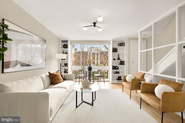 living room featuring light hardwood / wood-style floors