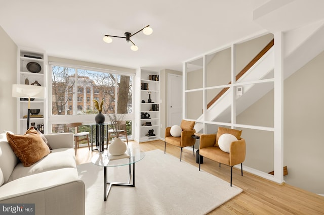 living area featuring hardwood / wood-style flooring