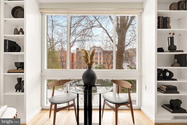 interior space with light hardwood / wood-style floors