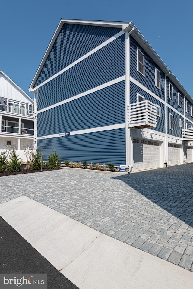 view of home's exterior with a garage