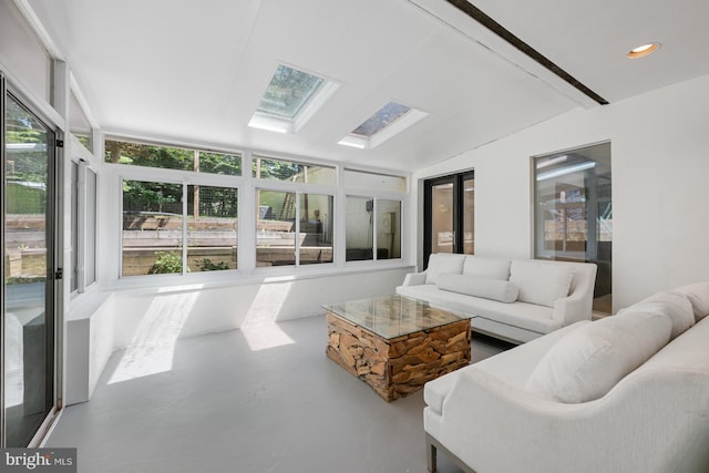 sunroom / solarium featuring a skylight