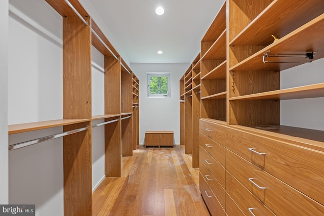 spacious closet with light wood-style flooring