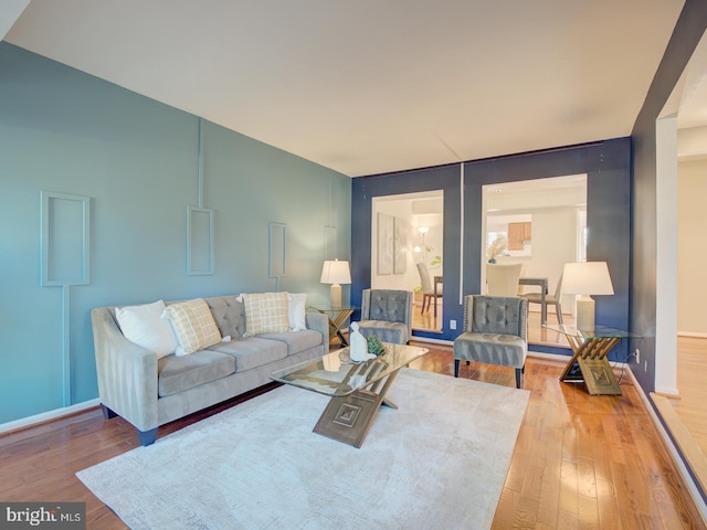 living room featuring wood-type flooring