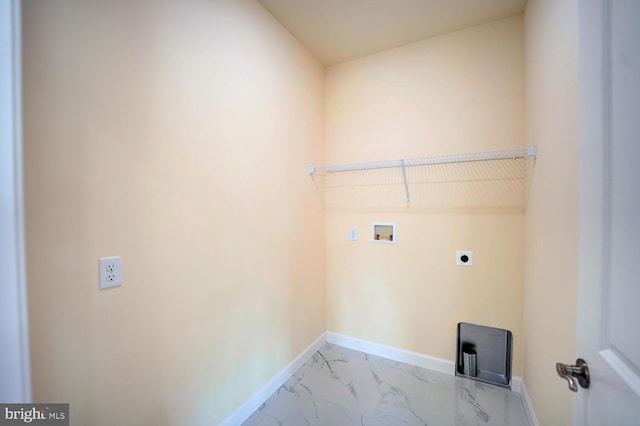 clothes washing area featuring hookup for an electric dryer and washer hookup