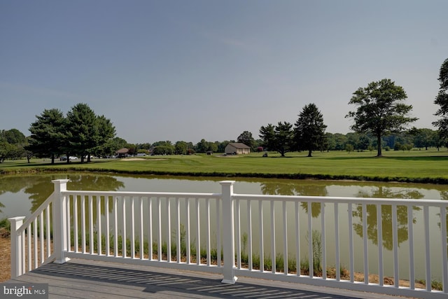 deck with a water view