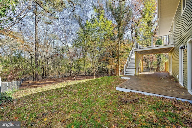 view of yard featuring a deck