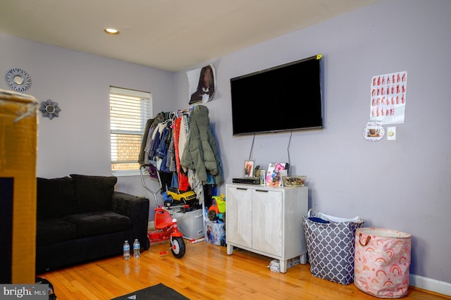 living room with hardwood / wood-style floors