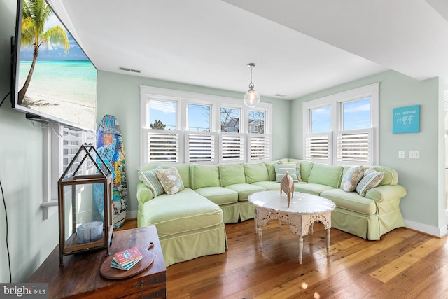 living room featuring hardwood / wood-style flooring