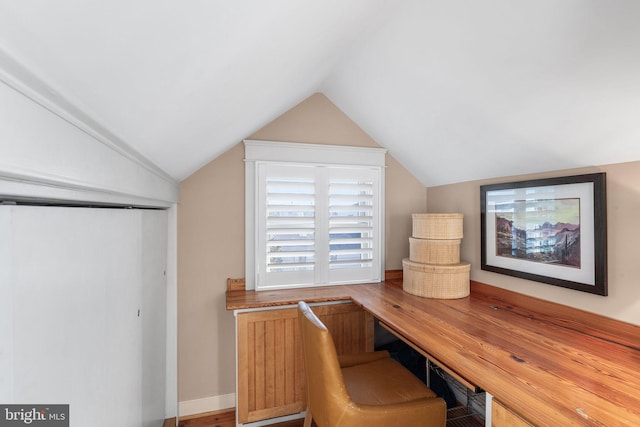 office with vaulted ceiling