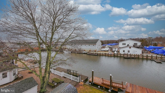 water view featuring a boat dock