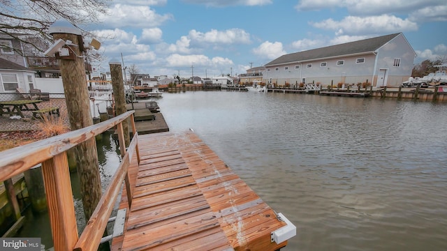 dock area featuring a water view