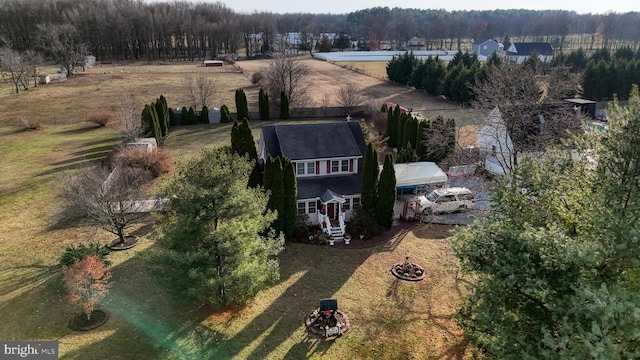 aerial view with a rural view