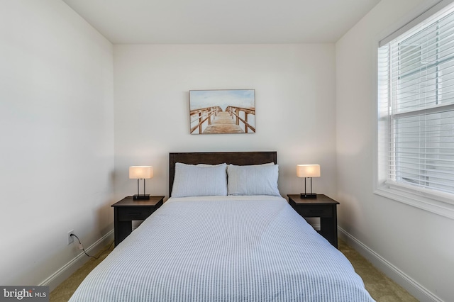 bedroom with carpet flooring and multiple windows