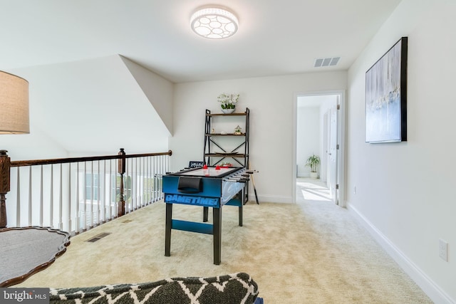 view of carpeted office space