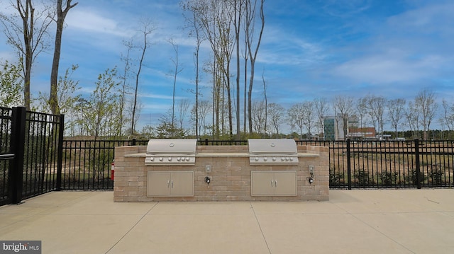 view of patio with area for grilling and an outdoor kitchen