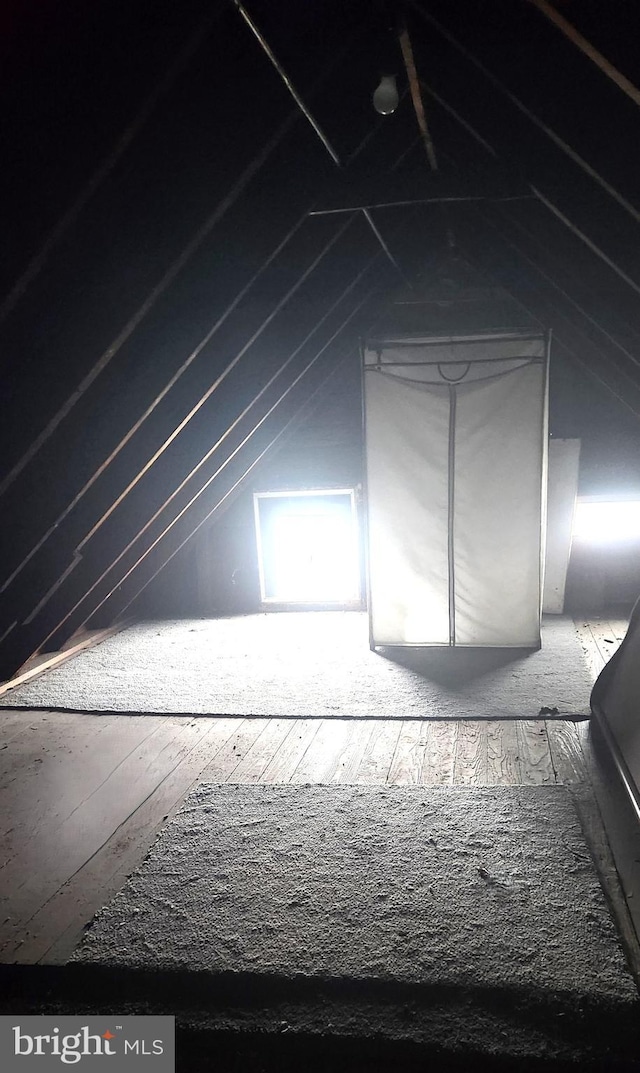 view of unfinished attic