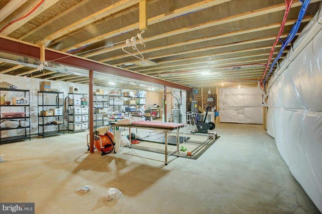 basement with water heater