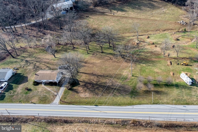 aerial view featuring a rural view