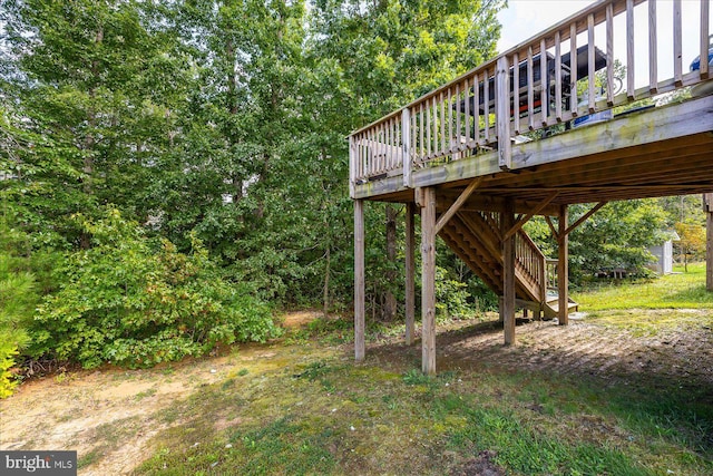 view of yard with a deck