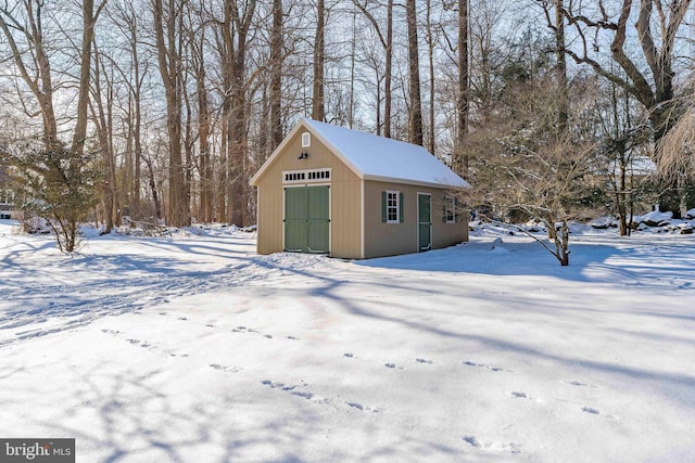 view of snow covered structure