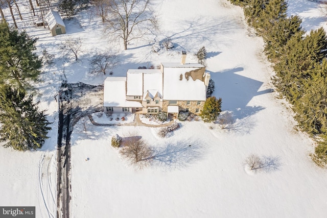 view of snowy aerial view