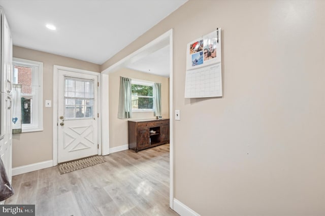 foyer entrance featuring light hardwood / wood-style flooring