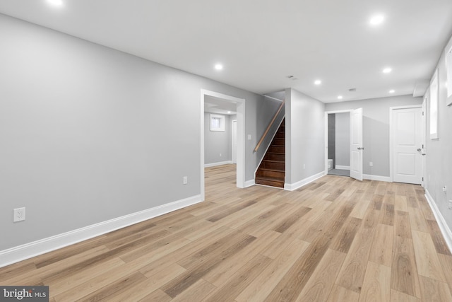 interior space with light hardwood / wood-style flooring