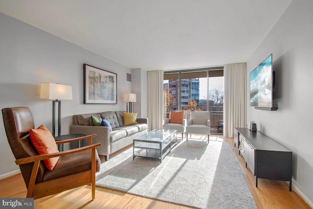 living room featuring light hardwood / wood-style floors