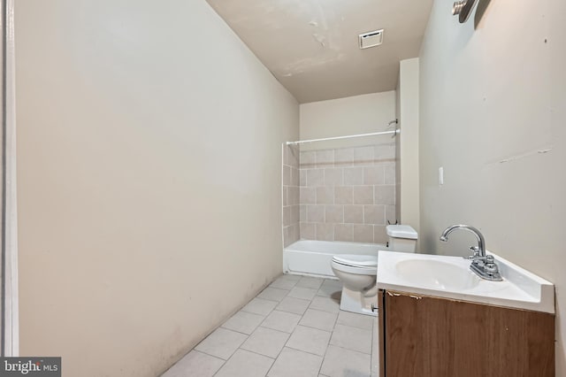 full bathroom featuring vanity, tile patterned flooring, toilet, and shower / bath combination