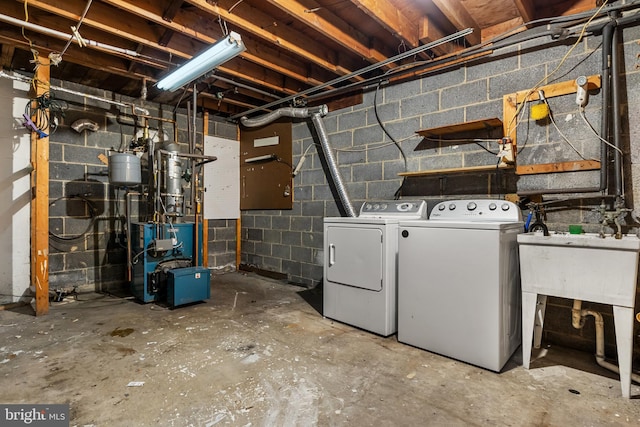 basement with independent washer and dryer