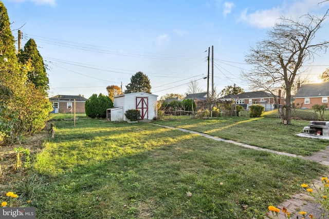 view of yard with a shed