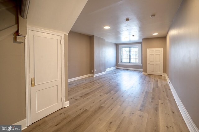 interior space with light hardwood / wood-style flooring