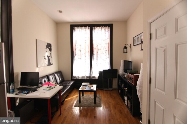 living room featuring plenty of natural light and hardwood / wood-style floors