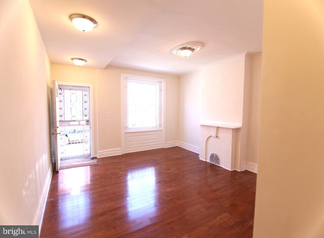 empty room featuring dark hardwood / wood-style flooring