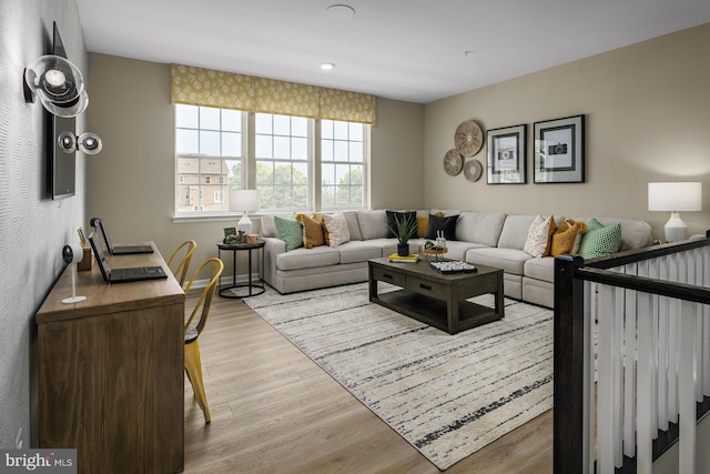 living room featuring light hardwood / wood-style flooring