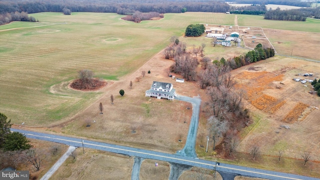 aerial view featuring a rural view