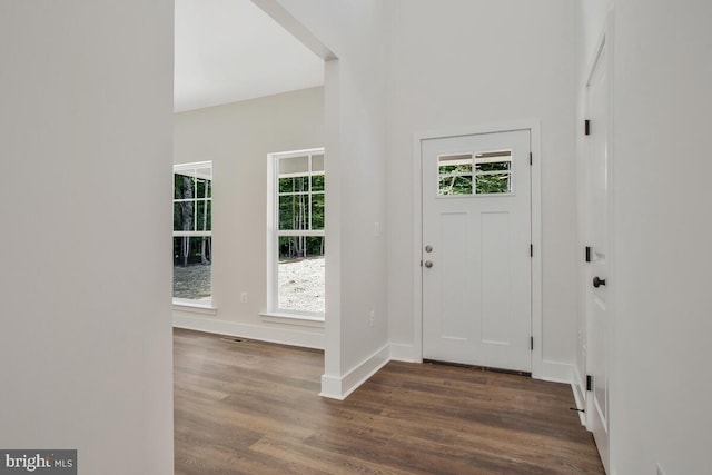 entrance foyer with wood finished floors and baseboards