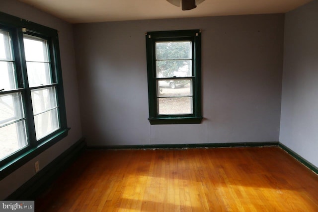 empty room featuring wood-type flooring and a wealth of natural light