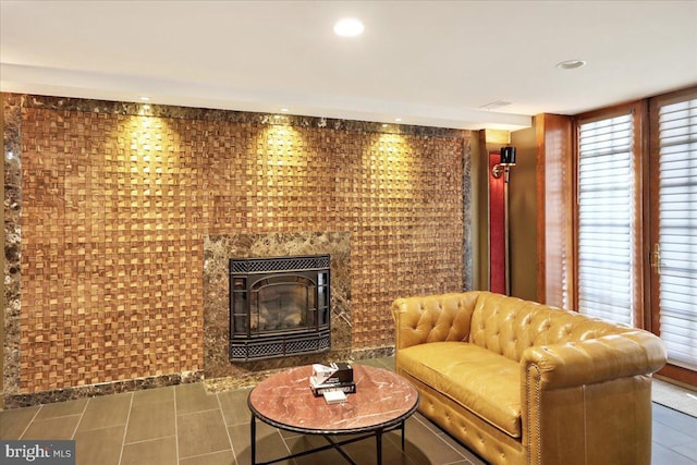 interior space with tile patterned floors